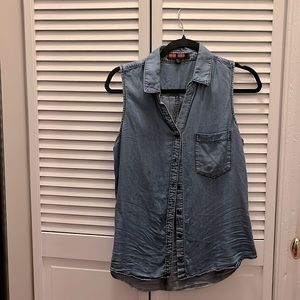 Linen looks like denim button up tank